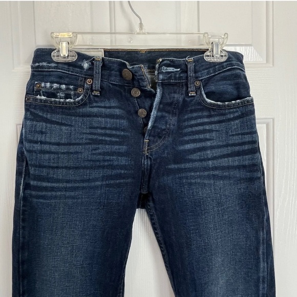 Hollister Men's 26 x 28 Classic Straight Button Fly Denim Blue Distressed Jeans - Picture 4 of 8